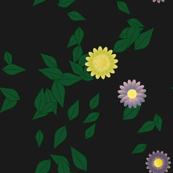Ilustrație Vectorială Florilor Flori Frunze Tapet Digital Fundal Simplu — Vector de stoc