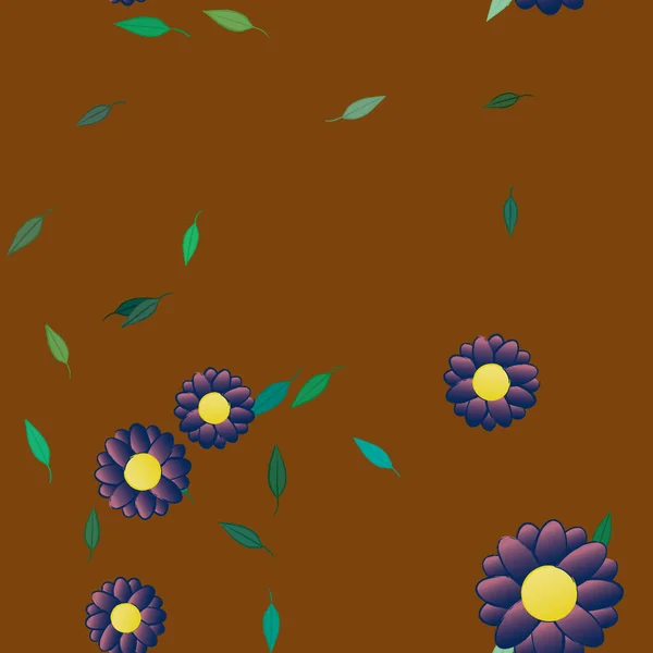 Follaje Flores Flores Florecen Fondo Pantalla Vector Ilustración — Archivo Imágenes Vectoriales