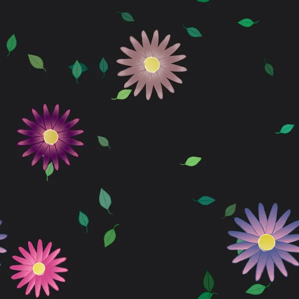 Vektor Illustration Von Schwimmenden Blumen Blüte Und Blättern Digitale Hintergrundbilder — Stockvektor