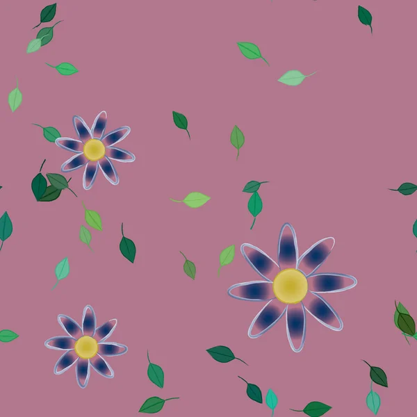 Illustrazione Vettoriale Fiori Galleggianti Fiore Foglie Carta Parati Digitale Sfondo — Vettoriale Stock