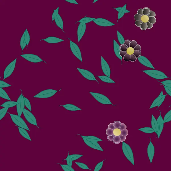 Ilustración Vectorial Flores Hojas Fondo Pantalla Digital Sobre Fondo Liso — Vector de stock