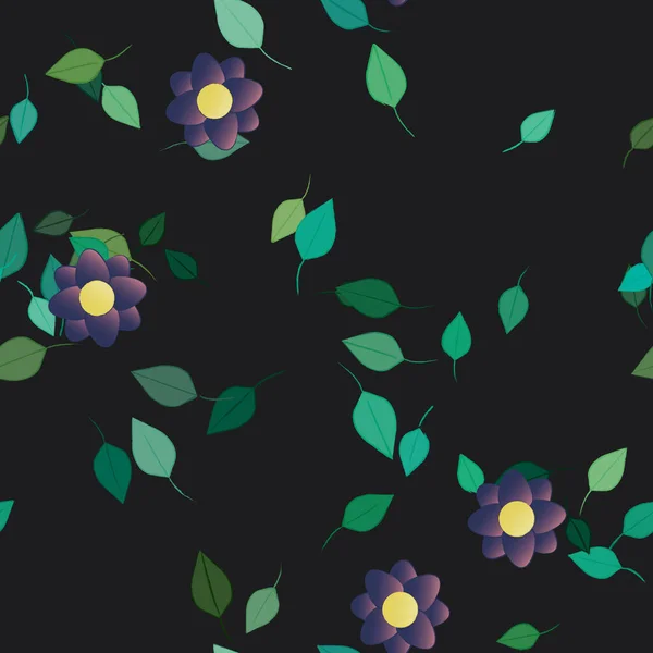 Ilustración Vectorial Flores Flor Hojas Fondo Pantalla Digital Sobre Fondo — Vector de stock