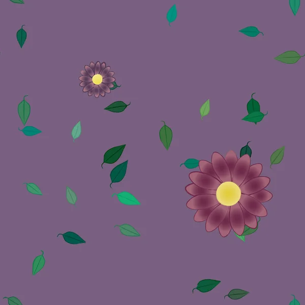 Illustrazione Vettoriale Fiori Galleggianti Fiore Foglie Carta Parati Digitale Sfondo — Vettoriale Stock