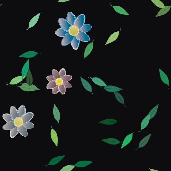 Vektor Illustration Flytande Blommor Blom Och Blad Digital Tapet Slät — Stock vektor