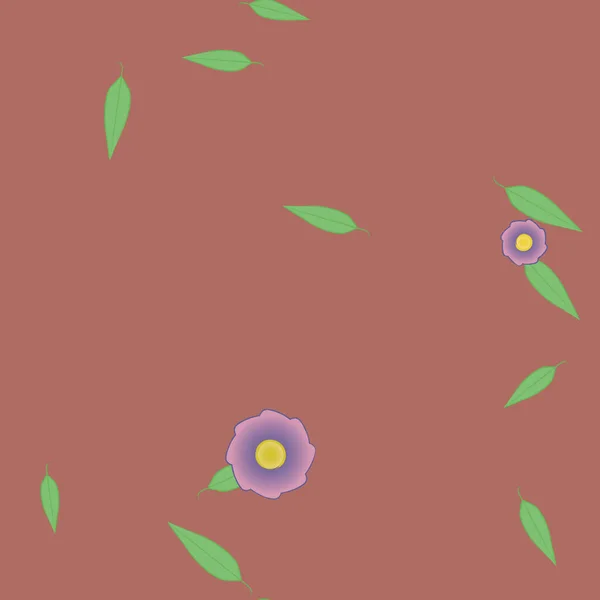 花与叶的矢量图解 普通背景的数字壁纸 — 图库矢量图片