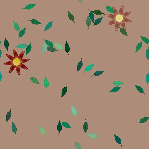 Vektor Illustration Blommor Och Blad Digital Tapet Slät Bakgrund — Stock vektor