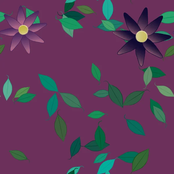 Ilustración Vectorial Flores Flor Hojas Fondo Pantalla Digital Sobre Fondo — Vector de stock