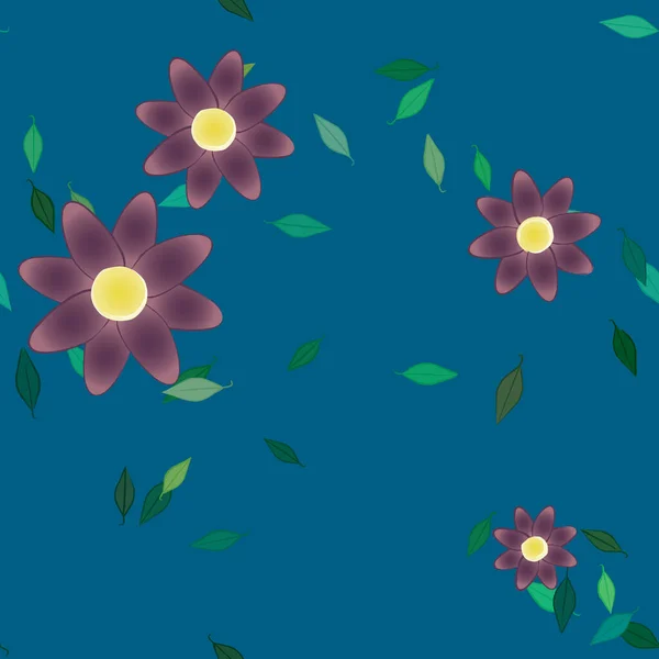 Ilustração Vetorial Flores Folhas Papel Parede Digital Sobre Fundo Liso — Vetor de Stock