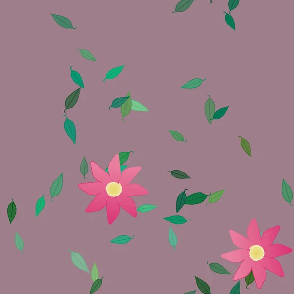 Ilustración Vectorial Flores Hojas Fondo Pantalla Digital Sobre Fondo Liso — Vector de stock