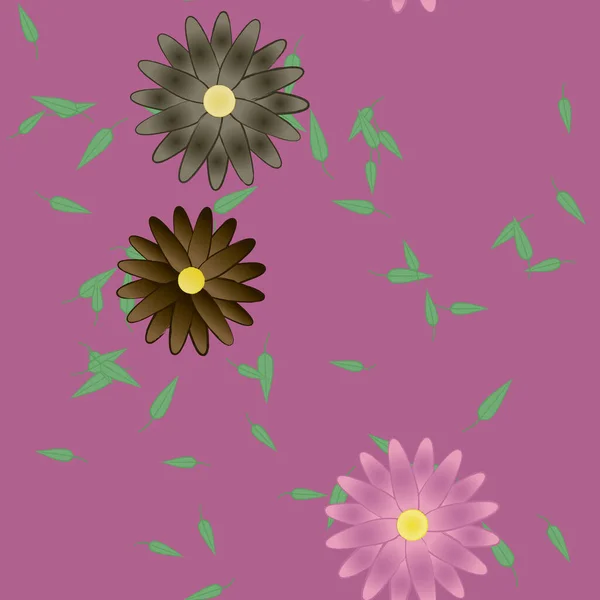 Flor Abstracta Follaje Flores Florecen Fondo Pantalla Vector Ilustración — Vector de stock