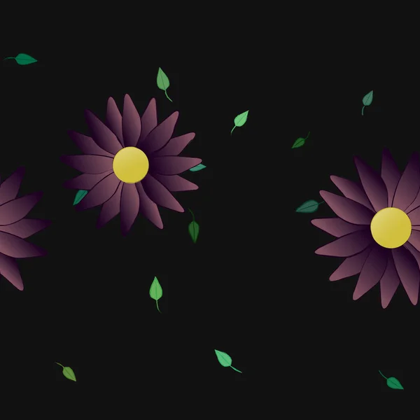 Ilustración Vectorial Flores Flotantes Flor Hojas Fondo Pantalla Digital Sobre — Vector de stock