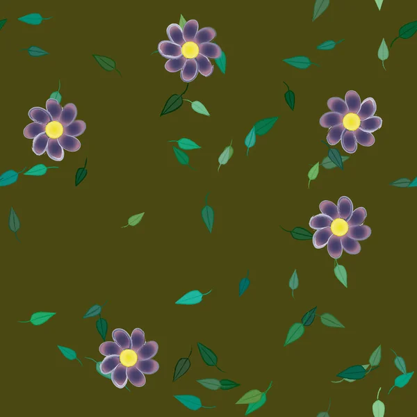 Illustration Vectorielle Fleurs Fleurs Feuilles Papier Peint Numérique Sur Fond — Image vectorielle