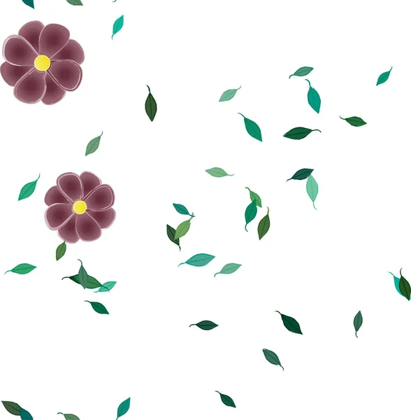 Illustrazione Vettoriale Fiori Galleggianti Fiore Foglie Carta Parati Digitale Sfondo — Vettoriale Stock