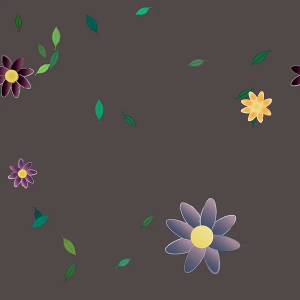 Ilustrație Vectorială Florilor Plutitoare Flori Frunze Tapet Digital Fundal Simplu — Vector de stoc