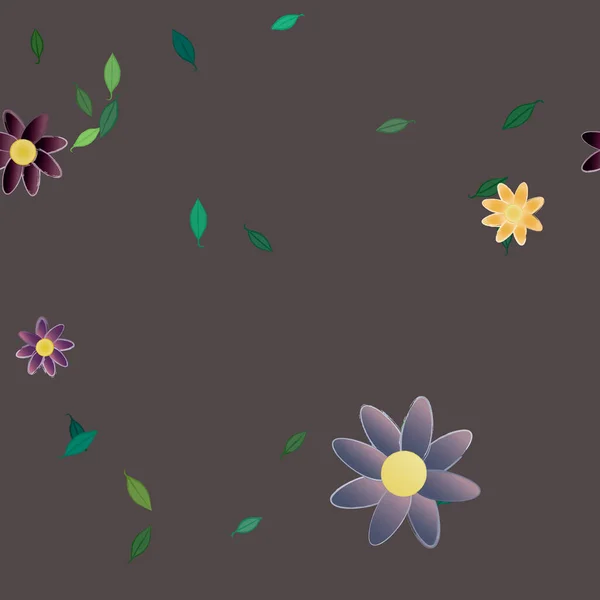 Vektor Illustration Flytande Blommor Blom Och Blad Digital Tapet Slät — Stock vektor