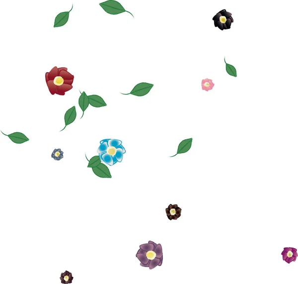 Vektor Illustration Flytande Blommor Blom Och Blad Digital Tapet Slät — Stock vektor