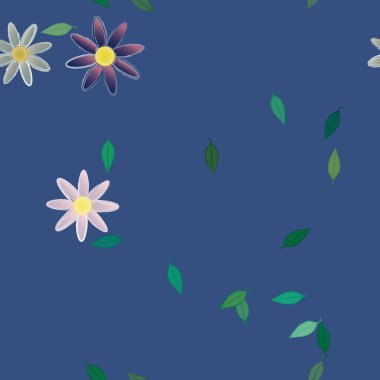 Çiçeklerin çiçek ve yapraklarla gösterimi, düz arkaplanda dijital duvar kağıdı