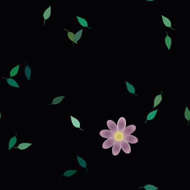 Çiçeklerin çiçek ve yapraklarla gösterimi, düz arkaplanda dijital duvar kağıdı