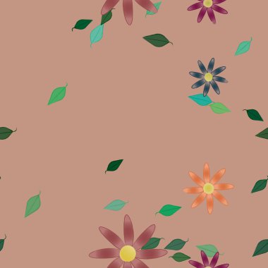 soyut çiçekler ve yapraklar, çiçekler duvar kağıtları, vektör illüstrasyonu