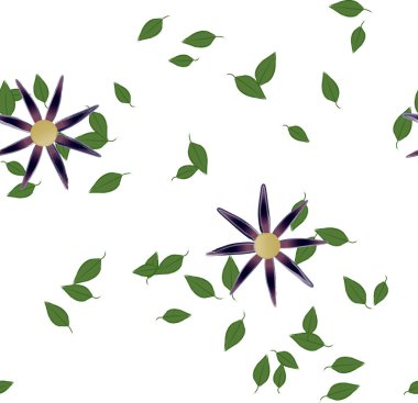 Çiçeklerin çiçek ve yapraklarla gösterimi, düz arkaplanda dijital duvar kağıdı