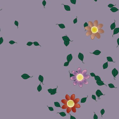 soyut çiçekler ve yapraklar, çiçekler duvar kağıtları, vektör illüstrasyonu