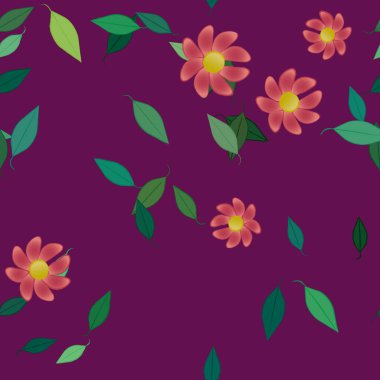 soyut çiçekler ve yapraklar, çiçekler duvar kağıtları, vektör illüstrasyonu