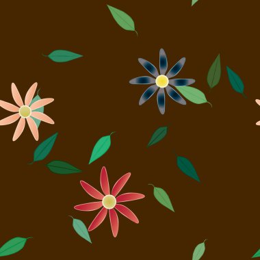 soyut çiçekler ve yapraklar, çiçekler duvar kağıtları, vektör illüstrasyonu