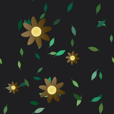 soyut çiçekler ve yapraklar, çiçekler duvar kağıtları, vektör illüstrasyonu