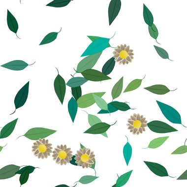 soyut çiçekler ve yapraklar, çiçekler duvar kağıtları, vektör illüstrasyonu