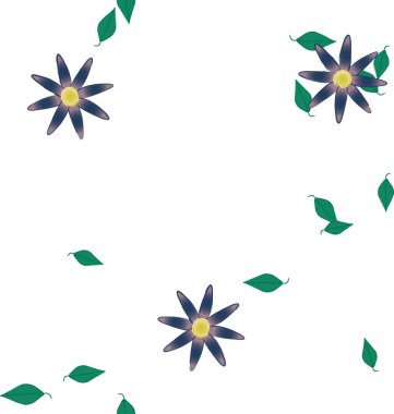 Çiçek ve yaprakların vektör illüstrasyonu, düz arkaplanda dijital duvar kağıdı