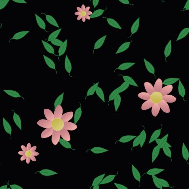 soyut çiçekler ve yapraklar, çiçekler duvar kağıtları, vektör illüstrasyonu