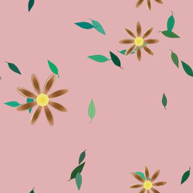 soyut çiçekler ve yapraklar, çiçekler duvar kağıtları, vektör illüstrasyonu