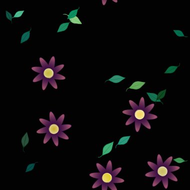 soyut çiçekler ve yapraklar, çiçekler duvar kağıtları, vektör illüstrasyonu