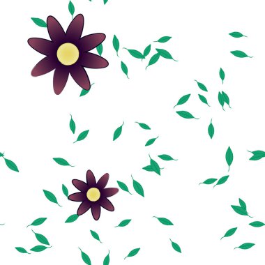 soyut çiçekler ve yapraklar, çiçekler duvar kağıtları, vektör illüstrasyonu