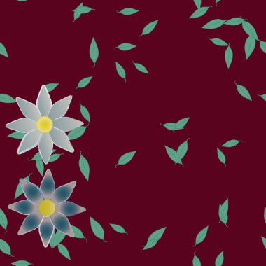 soyut çiçekler ve yapraklar, çiçekler duvar kağıtları, vektör illüstrasyonu