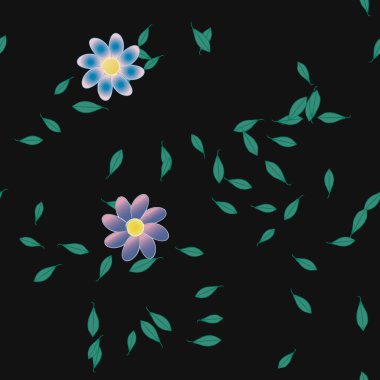 soyut çiçekler ve yapraklar, çiçekler duvar kağıtları, vektör illüstrasyonu