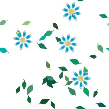 Çiçek ve yaprakların vektör illüstrasyonu, düz arkaplanda dijital duvar kağıdı