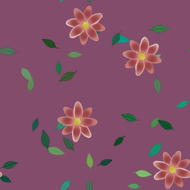 soyut çiçekler ve yapraklar, çiçekler duvar kağıtları, vektör illüstrasyonu