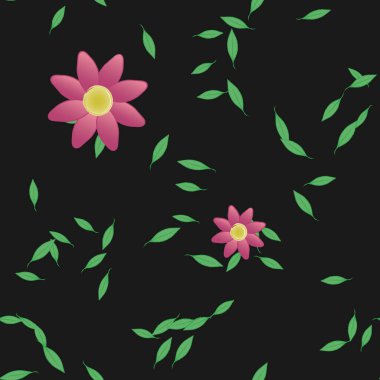 soyut çiçekler ve yapraklar, çiçekler duvar kağıtları, vektör illüstrasyonu