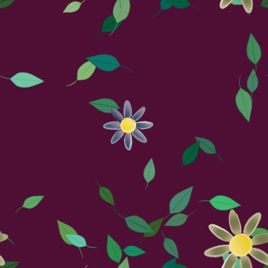 soyut çiçekler ve yapraklar, çiçekler duvar kağıtları, vektör illüstrasyonu