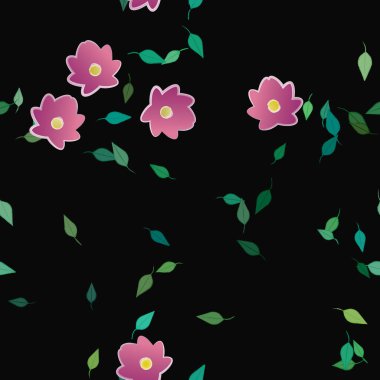 soyut çiçekler ve yapraklar, çiçekler duvar kağıtları, vektör illüstrasyonu