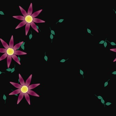 soyut çiçekler ve yapraklar, çiçekler duvar kağıtları, vektör illüstrasyonu