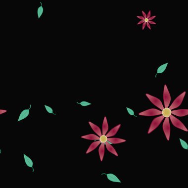 soyut çiçekler ve yapraklar, çiçekler duvar kağıtları, vektör illüstrasyonu