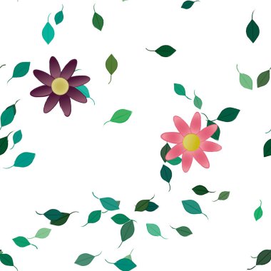 soyut çiçekler ve yapraklar, çiçekler duvar kağıtları, vektör illüstrasyonu