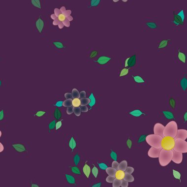 soyut çiçekler ve yapraklar, çiçekler duvar kağıtları, vektör illüstrasyonu