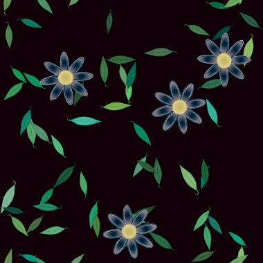 soyut çiçekler ve yapraklar, çiçekler duvar kağıtları, vektör illüstrasyonu