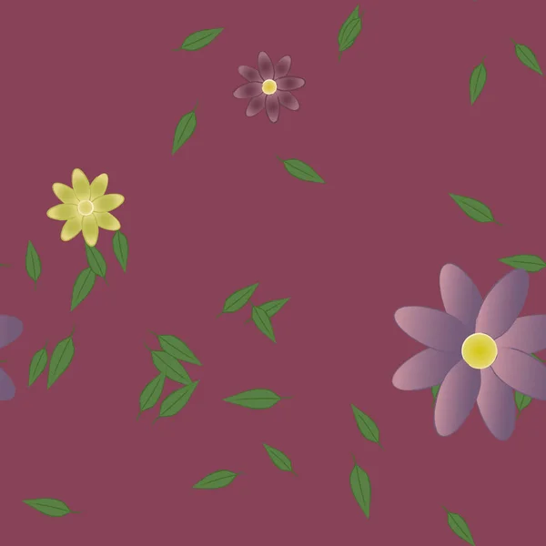 Vektor Illustration Blommor Och Blad Digital Tapet Slät Bakgrund — Stock vektor