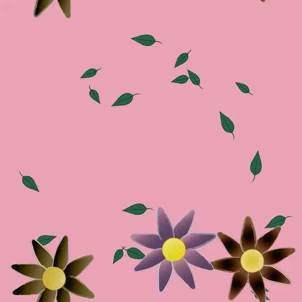 Векторная Иллюстрация Цветов Листьев Цифровые Обои Обычном Фоне — стоковый вектор