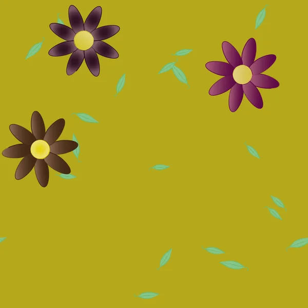 Ilustración Vectorial Flores Flor Hojas Fondo Pantalla Digital Sobre Fondo — Archivo Imágenes Vectoriales