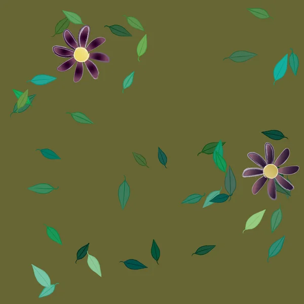 Illustration Vectorielle Fleurs Flottantes Fleurs Feuilles Papier Peint Numérique Sur — Image vectorielle